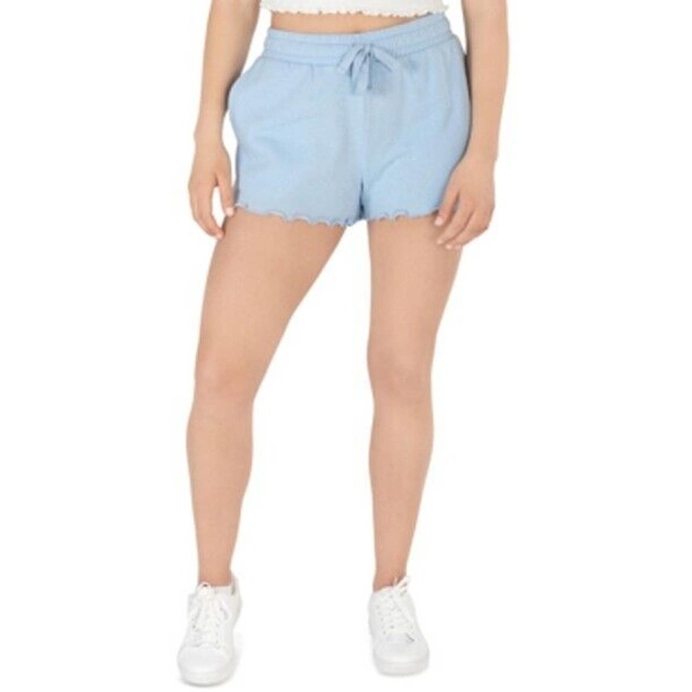 JR544 Hippie Rose Blue Juniors Lettuce-Hem Surf Shorts Blue Size XL